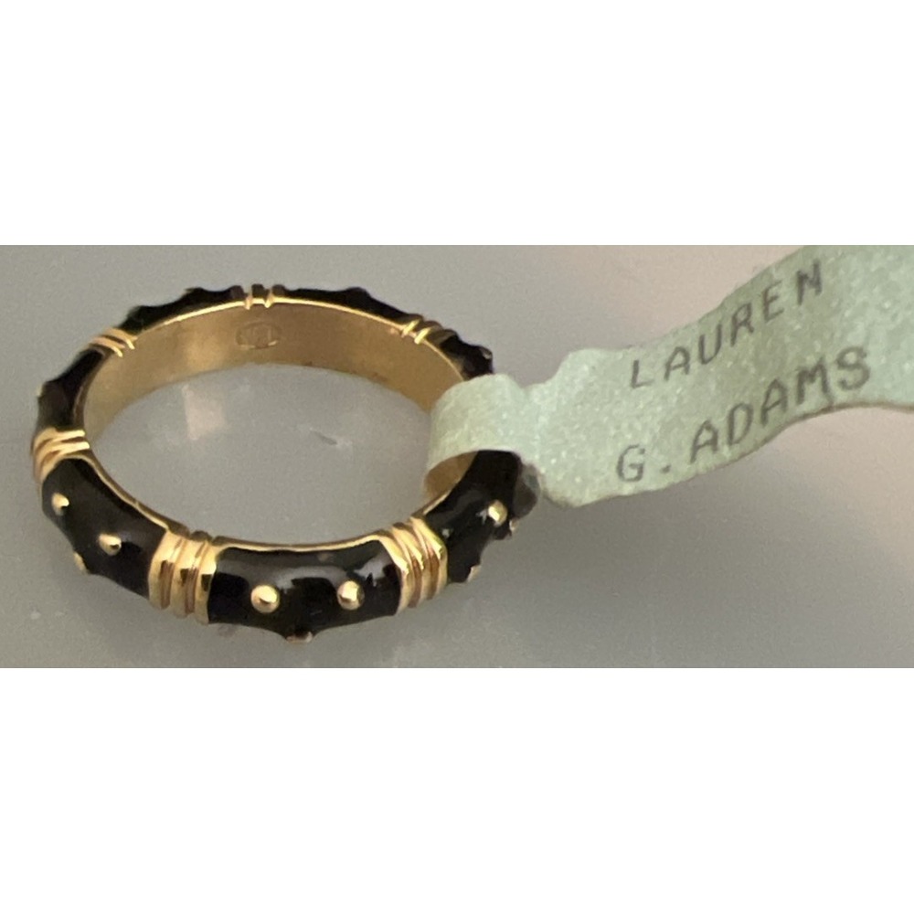 Lauren G Adams LGA Stacking Enamel‎ Ring Black Gold-Tone Size 6 NWT